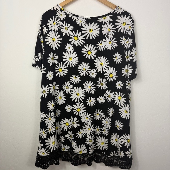 JWD Women's Tops Short Sleeve Lace Trim O-Neck A Line Tunic Blouse FP Daisy 2XL - Picture 5 of 5